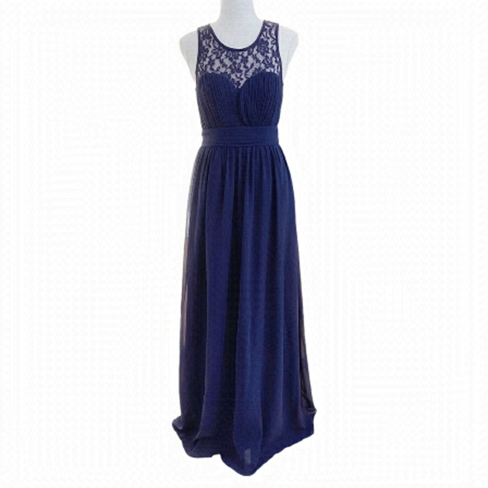 NWT MANIJU NAVY LACE EVENING DRESS - S